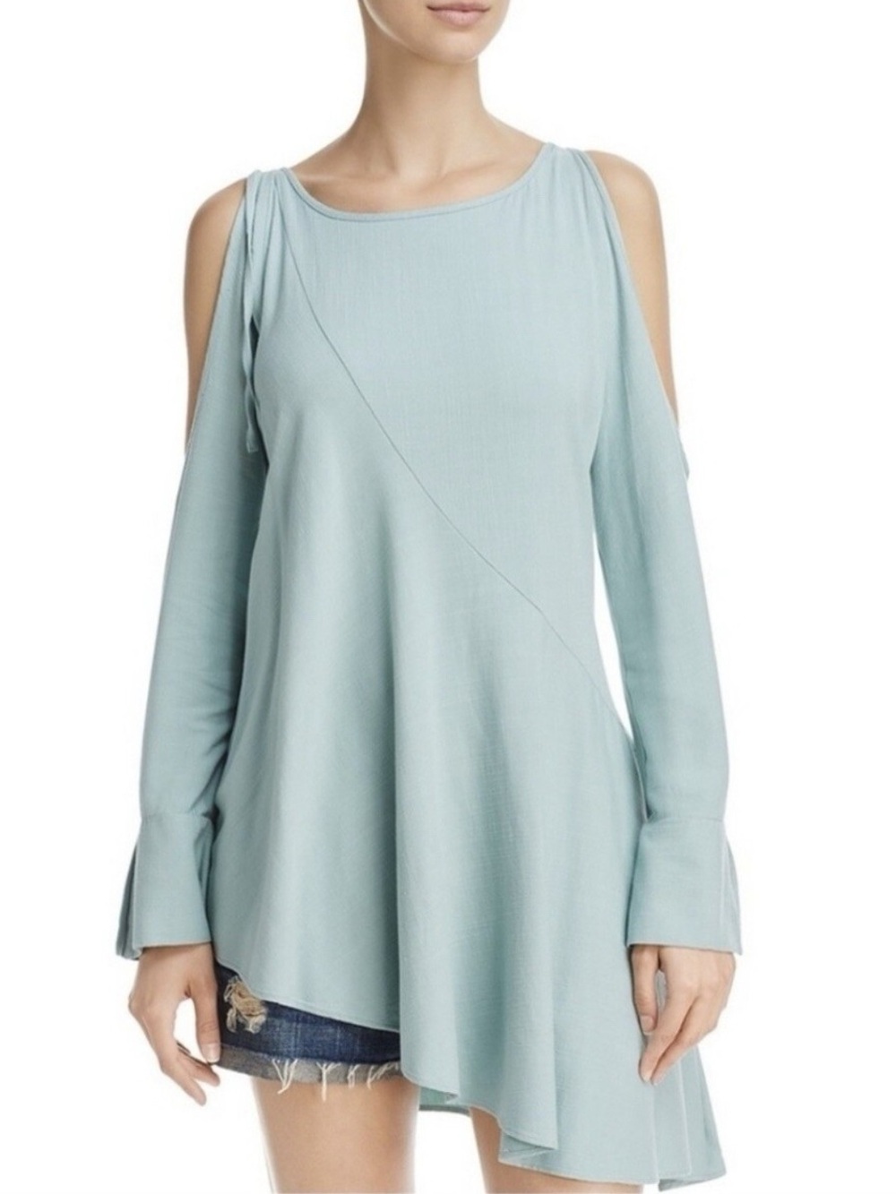 Free People Vibrant Coral Cold Shoulder mini Dress\ tunic